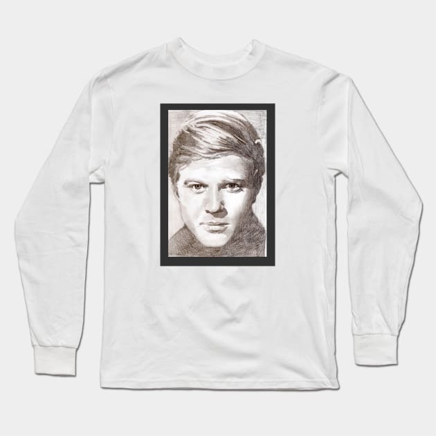 Young Robert Redford Long Sleeve T-Shirt by Grant Hudson